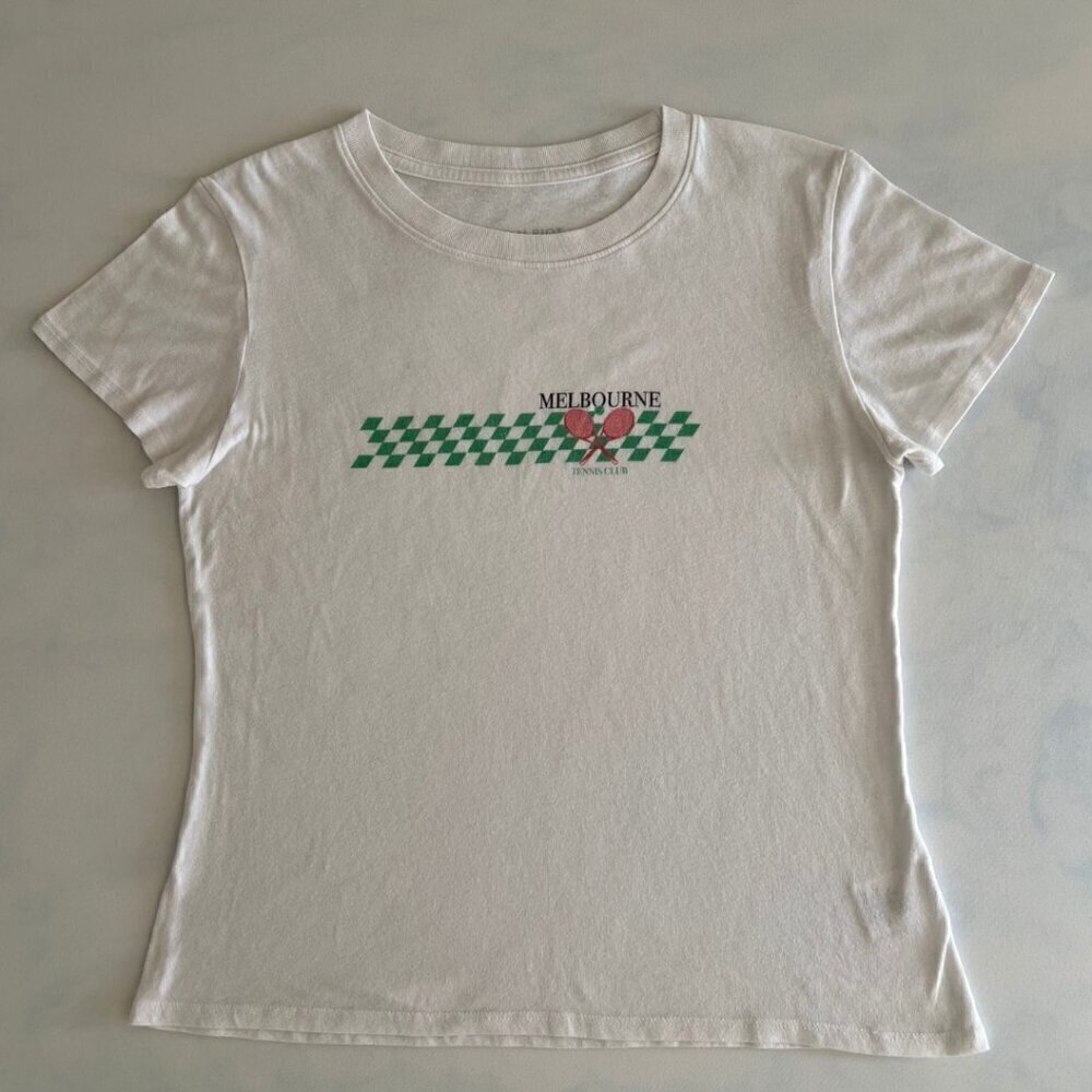 Sub_Urban Riot Melbourne Tennis Fitted White Graphic Tee